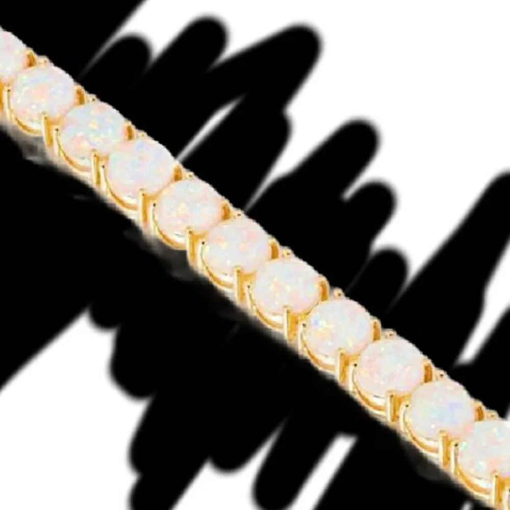 "Sale" Stunning Simulated White Opal Tennis Bracelet - Picture 7 of 7